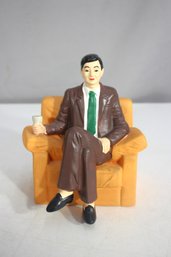 Vintage 6.5 Figurine Of A Man In Suit Sitting In Armchair