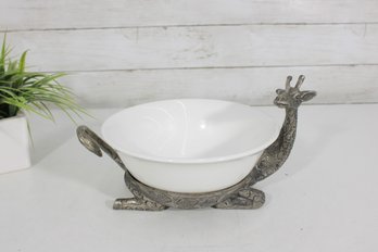 Pier 1 Imports Giraffe Serving Bowl Metal Stand Ceramic Insert Retired 8.5
