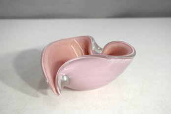 Vintage Murano Pink Art Glass Heart Bowl  2.5' H X 5' W