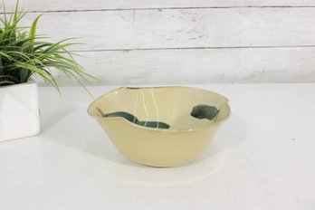 Vintage Chinese Hand Painted Art Pottery Bowl Signed Floral 3' X 7'