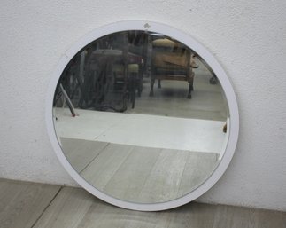 Vintage 1970s Circular Wall Mirror With White Gloss Frame