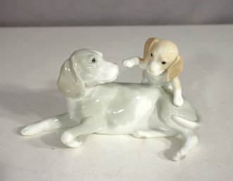 Franklin Mint Playful Moment Porcelain Dog Figurine By Paul Gibson  3.5H
