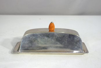 Vintage Silver-Plated Butter Dish With Ornate Handle & Glass Insert