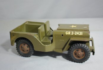 Vintage 1960's Tonka Army Willy's Jeep GR2-2431 Pressed Steel Military Toy
