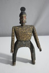 Antique Folk Art Wooden Figurine - Handcrafted Warrior