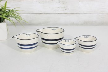 Ashland Stoneware Measuring Cups Set Blue Stripe Nesting Cups Farmhouse