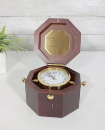 Howard Miller Oceana Brass Gimbal Desk Clock  Wood Presentation Box  5.5'  Untested