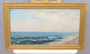 Signed Oil On Canvas Coastal Beach Scene