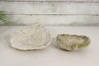 Pair Of Natural Coral Specimens  Sea Fan & Brain Coral  Coastal Decor (5.5'h  & 7'w)