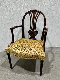 Georgian  Open Arm With Floral  Upholstery  And Pierced Back Splat