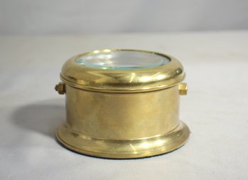 Large English Antique Brass Desk Magnifying Glass / Paperweight