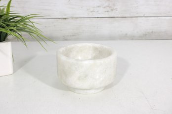 Vintage White Marble Bowl Pedestal Base Stone Decorative  4.5 X 3