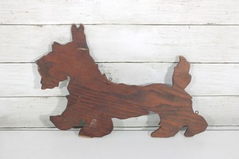Vintage Scottie Dog Wooden Wall Plaque Silhouette Folk Art 17'