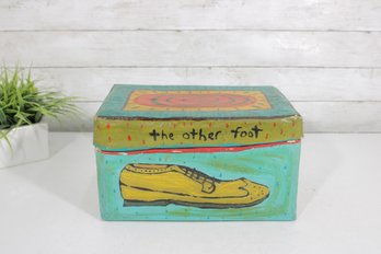 Hand Painted Paper Mache Folk Art Box The Other Foot Forwards Decorative Storage 12'
