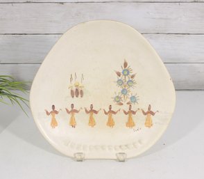 Marc Bellaire Pottery Kashmir Pattern Platter / Ashtray  Mid Century Modern  11.5 X 11