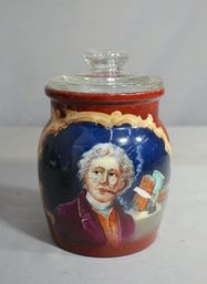 Antique A.K. France Hand-Painted Porcelain Jar With Scholar Motif