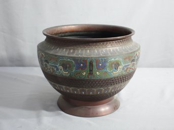 Vintage Champleve Jardiniere Planter