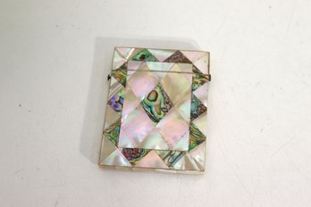 Antique Mother Of Pearl Inlay Card / Vesta Case Box  4 X 3