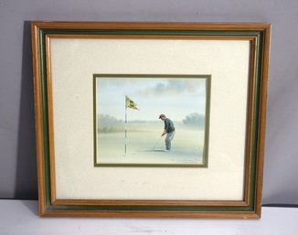 Framed Golf-Themed Print Signed By Artist