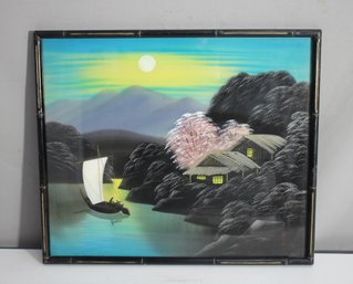 Tranquil Japanese-Inspired Scenic Artwork With Artist's Stamp