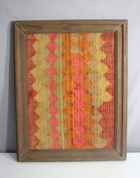 Vintage Framed Handwoven Textile Art  Geometric Pattern (26'x 20.5')
