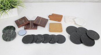 Mixed Lot Drink Coasters Wood Marble Cork Rubber Assorted Styles