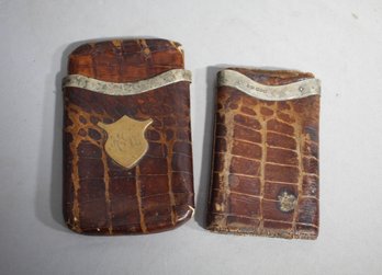 Pair Of Victorian Silver Mounted Crocodile Skin Cigar Case
