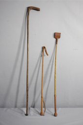 Group Lot Of 3 Vintage Canes And Walking Sticks