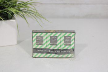 Vintage 1980s Carven Trois Parfums Cello Sealed Set  Ref 6.890A  Ma Griffe, Robe Dun Soir, Vert & Blanc