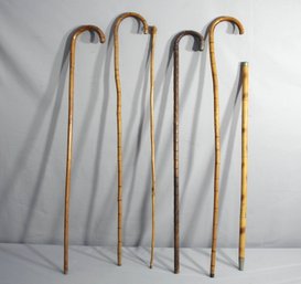 Group Lot Of 6 Canes And Walking Sticks