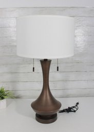Vintage Mid-Century Modern Bronze Tone Table Lamp  Double Socket W/ Pull Chains  28'