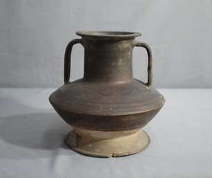 Vintage Etruscan-style Eathenware Amphora With Openwork Handles