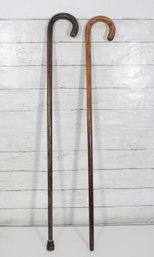Vintage Wooden Walking Canes  Curved Handle Wood Canes 36' (Pair)