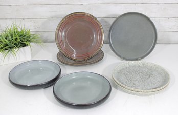 Mixed Stoneware Dinnerware Lot Denby Style Plates & Bowls Assorted Modern