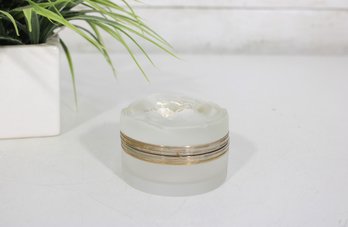 Mid 20th Century Lalique France Daphne Frosted Glass Box  2 H X 3 Round  Art Glass