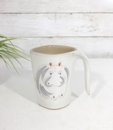 Glidden Pottery Hippo Mug  Mid-Century Modern Tumbler Cup 5' Hand-Decorated