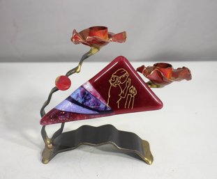 Gary Rosenthal Handmade Shabbat Candle Holder  Judaica Art  6.5 X 7