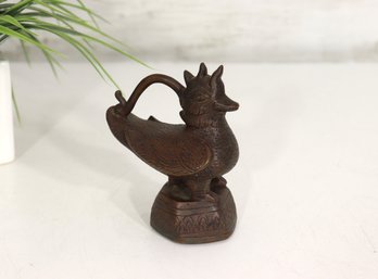 Antique 4.5 Cast Metal Bird Figural Statue  Tribal / Folk Art Style