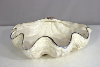 Pottery Barn 'Under The Sea' Large Clam Shell Bowl  15 Wide Decorative Centerpiece
