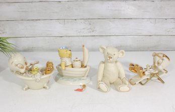 Lenox Disney Winnie The Pooh & Friends Figurines Lot Porcelain Gold Accent (4)