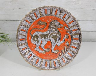 Hollywood Regency Elbee Italy Lion Bowl  Mid-Century Modern Art Pottery 12' (Signed)