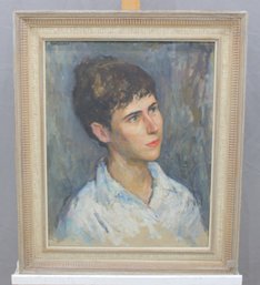 Signed Vintage Portrait Oil Painting On Canvas  Framed  25.5 X 21