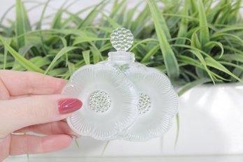 Vintage Lalique Deux Fleurs Frosted Crystal Perfume Bottle  3.75  Two Flowers