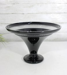 John Rocha For Waterford Black Cut Crystal Centerpiece Bowl  12.5' (Chips Noted)