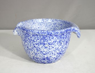Vintage Blue & White Stoneware Mixing Bowl  5h X 7 Round