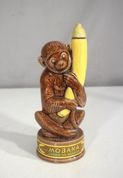 Vintage Mobana Creme De Banana Monkey Figurine Bottle  8.5H  Made In Portugal