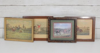 Group Lot Vintage Fox Hunting & Equestrian Prints  Framed Sporting Art (4 Pieces)