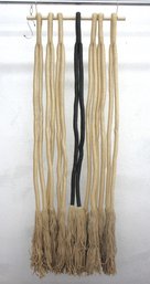 Handwoven Fiber Wall Hanging  Bohemian Natural & Black Rope Art