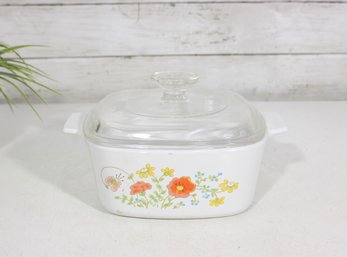 Corning Ware Wildflower 1.5 Qt Casserole Dish W/ Pyrex Lid  Vintage 7'