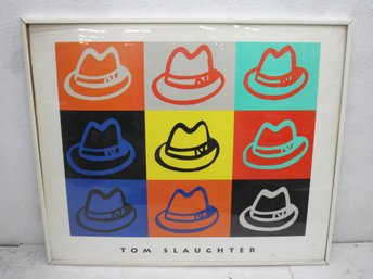 Large Tom Slaughter Framed Pop Art Print - 40' X 49.5' Colorful Hat Design